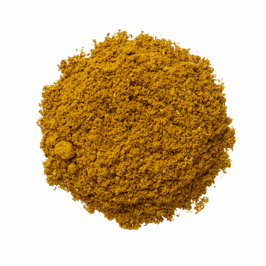 An image showcasing our Indian Medium Curry Powder - a vibrant blend of aromatic spices in a premium quality, resealable container. Perfect for enhancing the flavors of your favorite dishes, providing a balanced and authentic taste of Indian cuisine