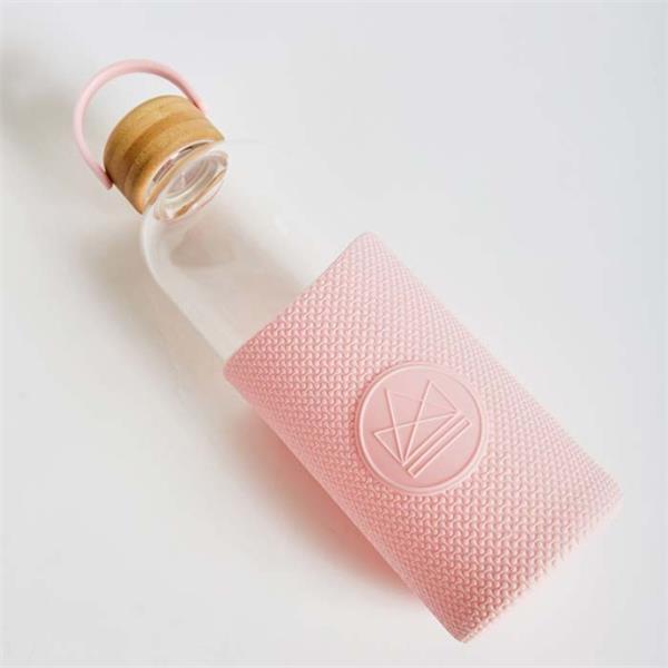 Reusable Glass Water Bottle- Flamingo -  1L - The Eco Basket